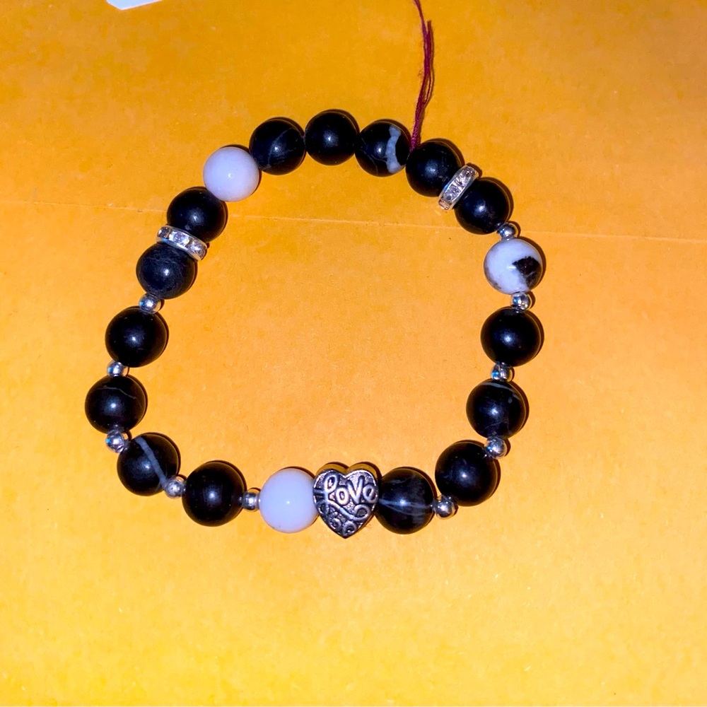 Zebra Jasper Crystal Love Bracelet